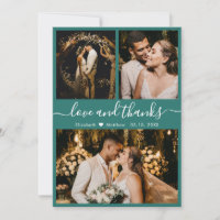 Chic Elegant Script 3 Photo Collage Wedding