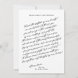 Chic Elegant Script 3 Photo Wedding Thank You Card