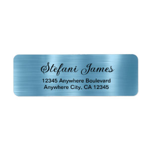 Chic Elegant Script Metallic Baby Blue Label