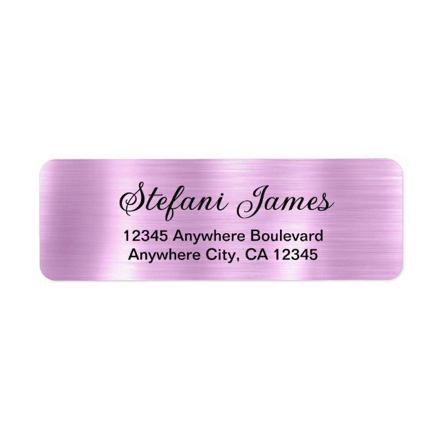 Chic Elegant Script Metallic Lilac Label (Front)