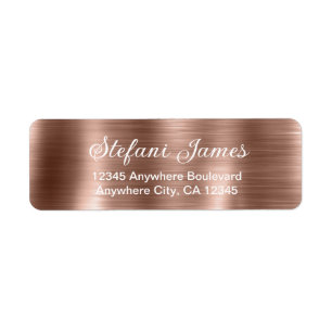 Chic Elegant Script Metallic Rose Gold Label