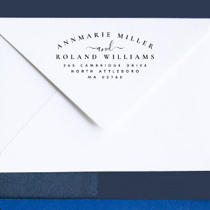 Chic Elegant Script Two Last Names Return Address Rubber Stamp