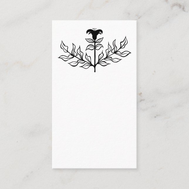 Chic Elegant Simple Black & White Lily Line Art  Place Card (Front)