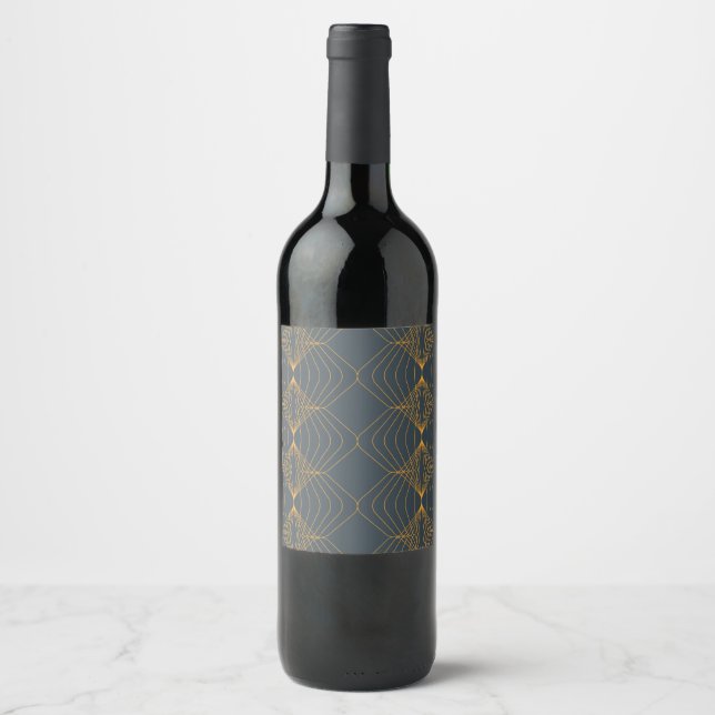 Chic, elegant, simple geometric graphic pattern wine label (Front)
