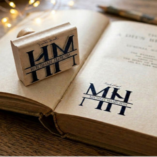 Chic Elegant Simple Modern Monogram Initials Name Rubber Stamp