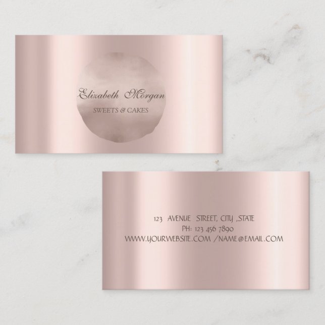 Chic Elegant Simple Rose Gold Circle Business Card (Front/Back)
