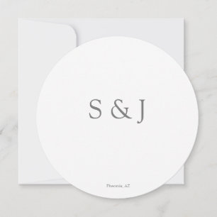 Chic Elegant Simple White & Grey Circle Minimalist Invitation