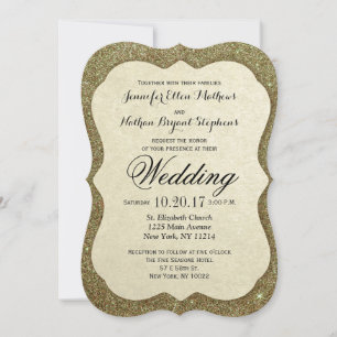 Chic Elegant Sparkly Faux Gold Glitter Invitation