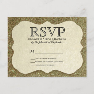 Chic Elegant Sparkly Faux Gold Glitter Invitation Postcard