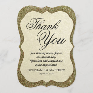 Chic Elegant Sparkly Faux Gold Glitter Thank You Card