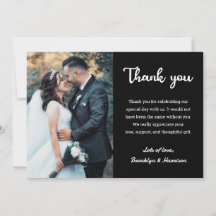 Chic Elegant Stylish Bride And Groom Wedding Photo Thank You Card