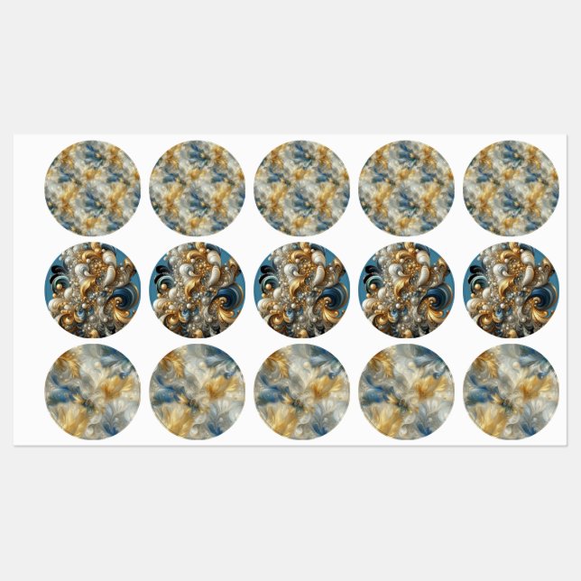 Chic Elegant Swirls in Gold, Silver, Blue, Yellow  (Sheet)