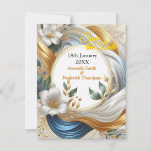 Chic Elegant Swirls in Gold, Silver, Blue, Yellow Announcement