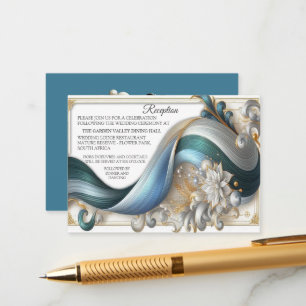 Chic Elegant Swirls in Gold, Silver, Blue, Yellow Enclosure Card