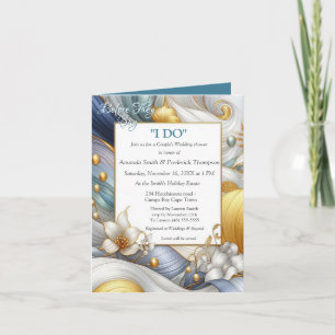 Chic Elegant Swirls in Gold, Silver, Blue, Yellow Invitation