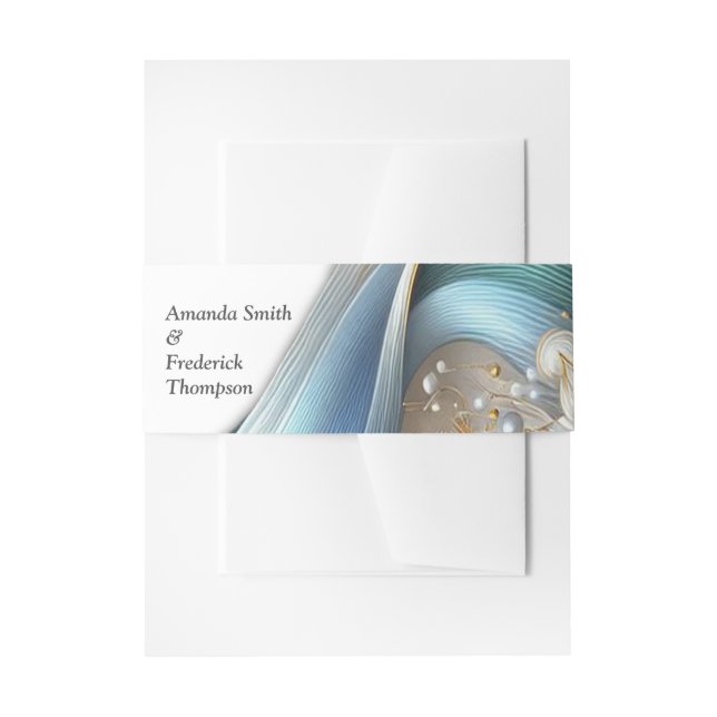 Chic Elegant Swirls in Gold, Silver, Blue, Yellow  Invitation Belly Band (Front Example)