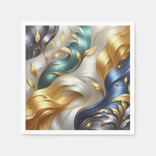 Chic Elegant Swirls in Gold, Silver, Blue, Yellow  Napkin