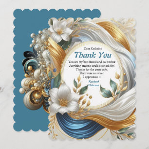 Chic Elegant Swirls in Gold, Silver, Blue, Yellow Thank You Card