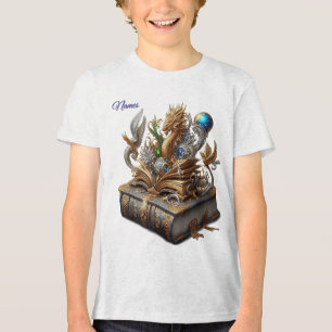 Chic Elegant Swirls in Gold, Silver, Blue, Yellow  Tri-Blend Shirt