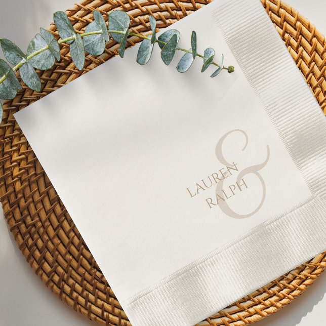 Chic & Elegant Taupe Script Wedding  Napkin (Creator Uploaded)