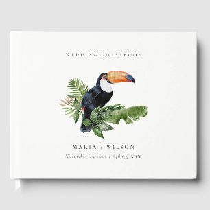 Chic Elegant Tropical Rainforest Toucan Wedding Guest Book
