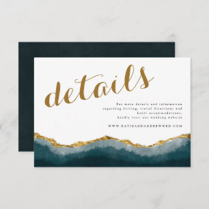 Chic Elegant Turquoise Gold Agate Wedding Detail Enclosure Card