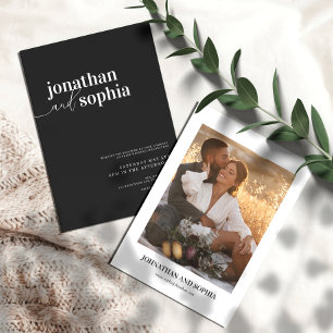 Chic Elegant Typography Black Wedding Invitation