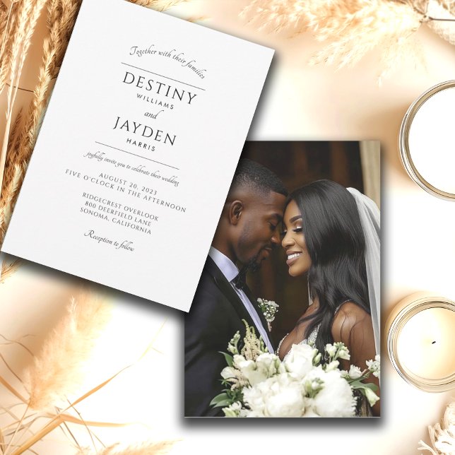 Chic Elegant Typography Photo Wedding  Invitation (Creator Uploaded)