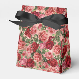Chic Elegant Vintage Pink Red Roses Floral Favour Box