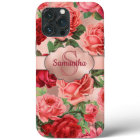 Chic Elegant Vintage Pink Red Roses Floral Name