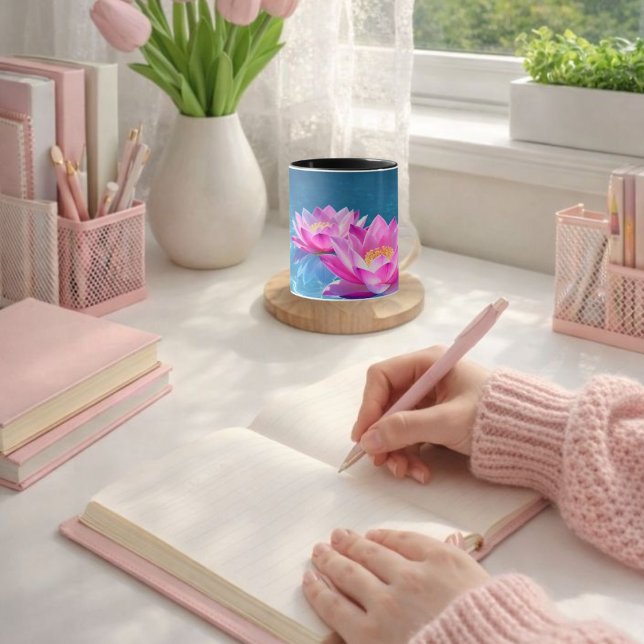 Chic Elegant Vintage Pink Red Roses Floral Name Tw Mug (Creator Uploaded)