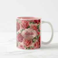 Chic Elegant Vintage Pink Red Roses Floral Name