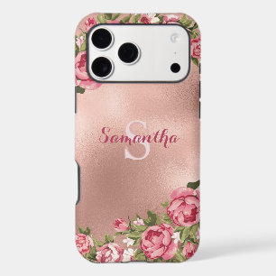 Chic Elegant Vintage Pink Roses Floral Name