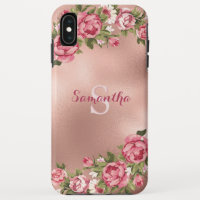 Chic Elegant Vintage Pink Roses Floral Name