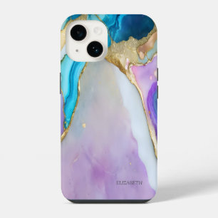Chic Elegant Violet Blue Marble iPhone 14 Case