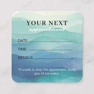Chic Elegant Watercolor Navy Blue Beauty Salon Appointment Card