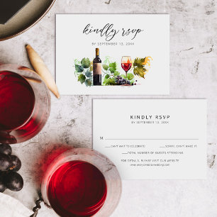 Chic Elegant Watercolor Script Wedding RSVP Card