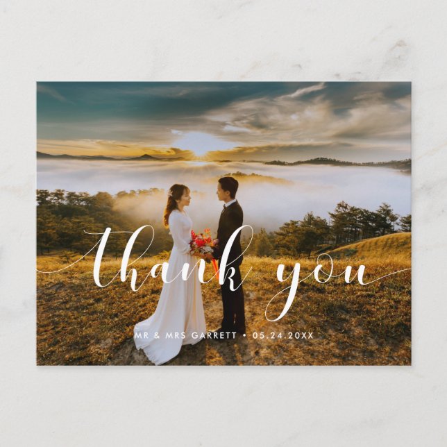 Chic & elegant wedding thank you postcard (Front)