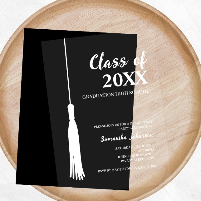 Chic Elegant White 2025 Grad Tassel Graduation Acrylic Invitations (Chic Elegant White 2025 Grad Tassel Graduation Acrylic Invitations)
