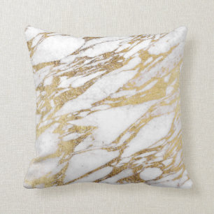 Chic Elegant White and Gold Marble Pattern Cushion