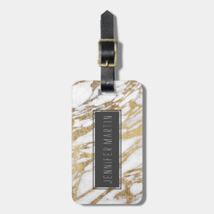 Chic Elegant White and Gold Marble Pattern Luggage Tag