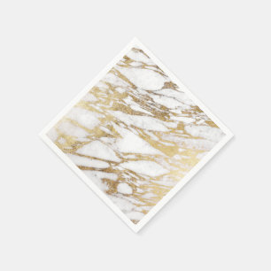 Chic Elegant White and Gold Marble Pattern Napkin