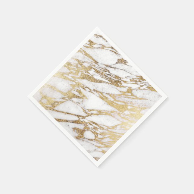 Chic Elegant White and Gold Marble Pattern Napkin (Corner)