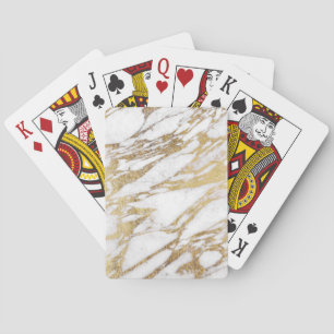 Chic Elegant White and Gold Marble Pattern Playing Cards