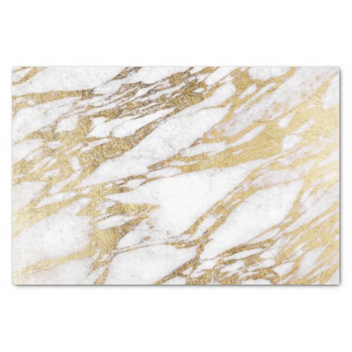 Image of Chic Elegant White and Gold Marble Pattern Tissue Paper