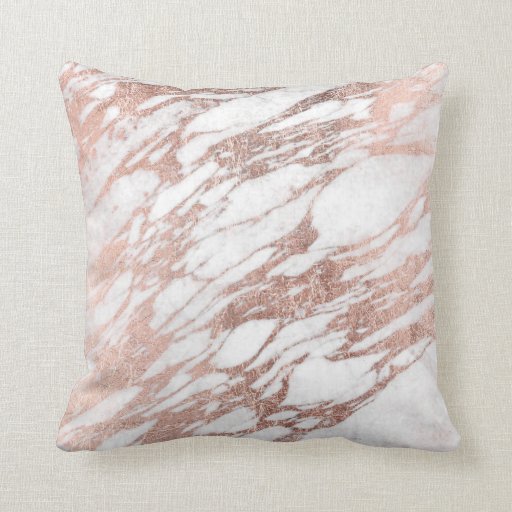 Image of Chic Elegant White and Rose Gold Marble Pattern Cushion