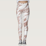 Chic Elegant White and Rose Gold Marble Pattern Leggings<br><div class="desc">This chic and elegant white and faux printed rose gold marble pattern is perfect for the trendy and stylish woman. Its glamourous and swanky design is great for many gifts and occasions. Enjoy this pretty and popular print for your next purchase!</div>