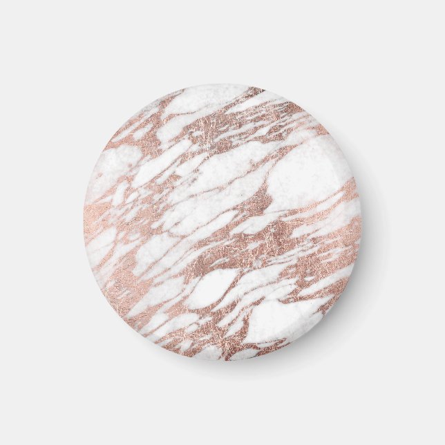 Chic Elegant White and Rose Gold Marble Pattern Magnet (Front)