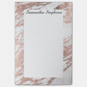 Chic Elegant White and Rose Gold Marble Pattern Post-it Notes