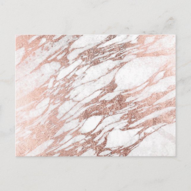 Chic Elegant White and Rose Gold Marble Pattern Postcard (Front)